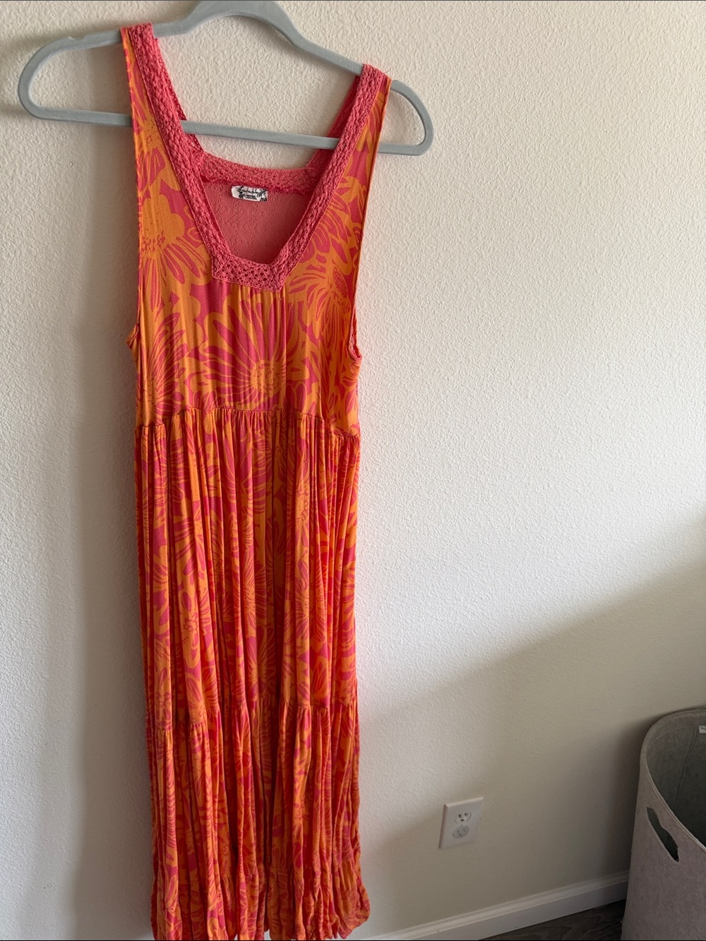 Free People Pink and Orange Floral Maxi Dress